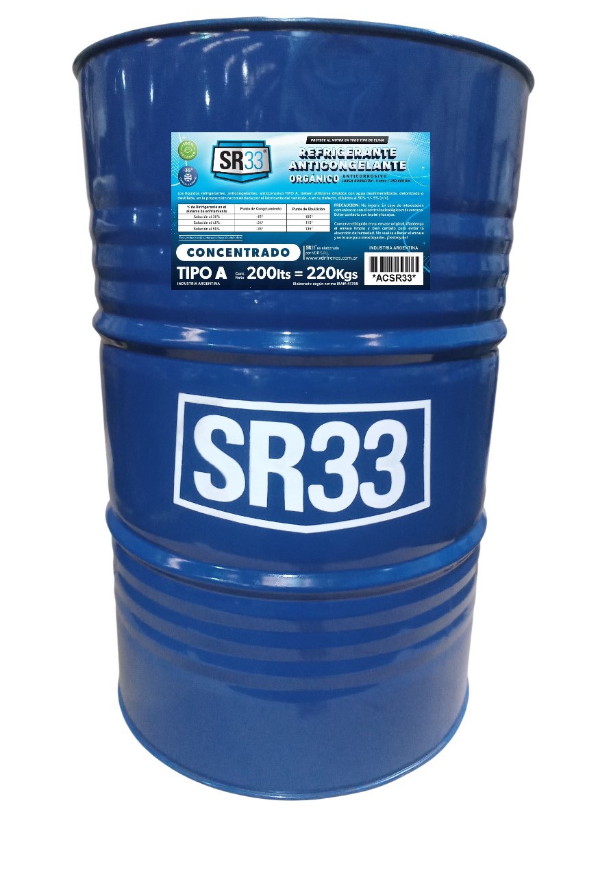 ANTICONGELANTE REFRIGERANTE ORGANICO VERDE 200 LITROS